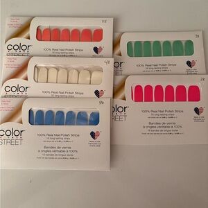 Color Street Nail Polish Strips - Pink, Blue, Green, White